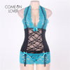 Black, Blue and Lace Corset Chemise