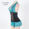 Black, Blue and Lace Corset Chemise